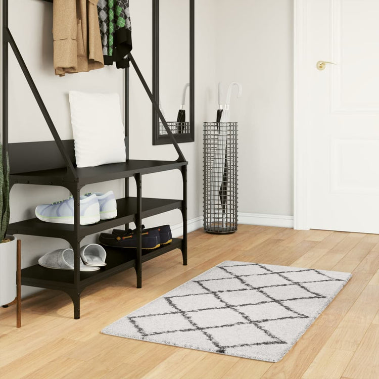 Vidaxl vloerkleed pamplona shaggy hoogpolig 60x110 cm crème en zwart