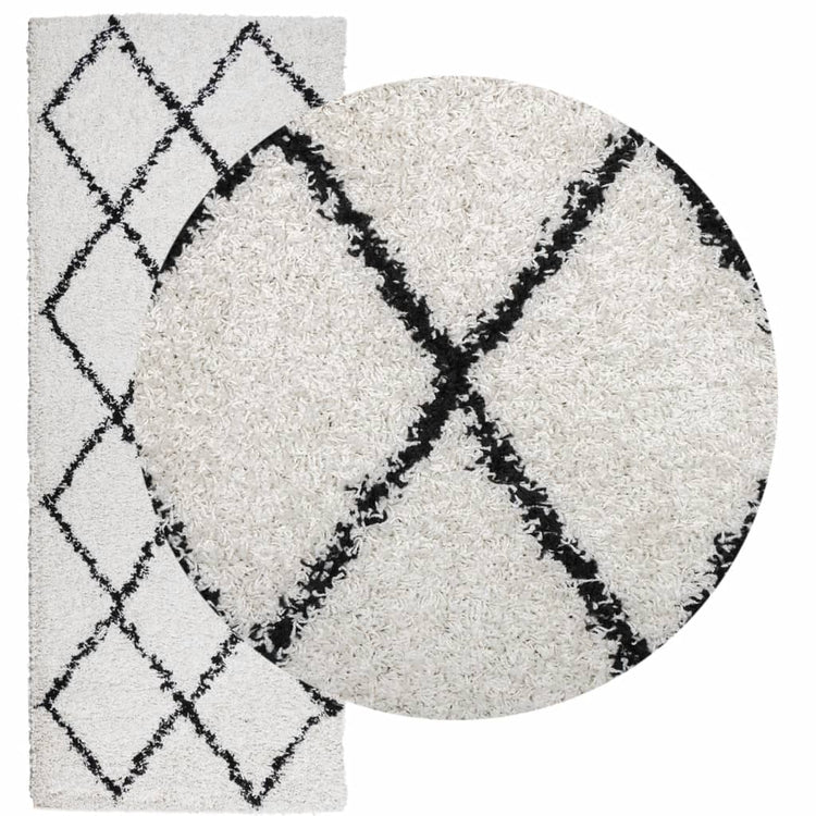 Vidaxl vloerkleed pamplona shaggy hoogpolig 80x200 cm crème en zwart