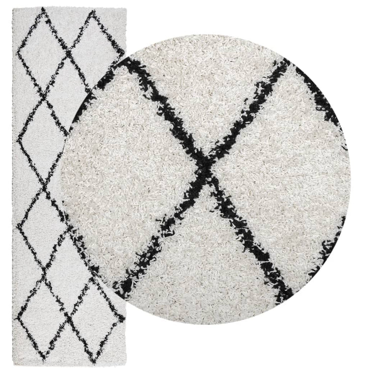 Vidaxl vloerkleed pamplona shaggy hoogpolig 80x250 cm crème en zwart
