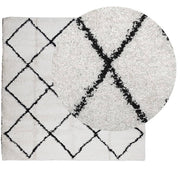 Vidaxl vloerkleed pamplona shaggy hoogpolig 120x120 cm crème en zwart - afbeelding 3