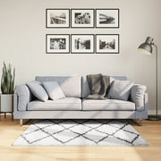 Vidaxl vloerkleed pamplona shaggy hoogpolig 120x120 cm crème en zwart - afbeelding 1