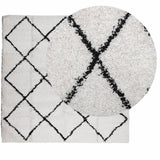 Vidaxl vloerkleed pamplona shaggy hoogpolig 160x160 cm crème en zwart - afbeelding 3