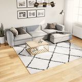 Vidaxl vloerkleed pamplona shaggy hoogpolig 240x240 cm crème en zwart - afbeelding 1
