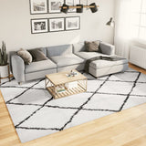 Vidaxl vloerkleed pamplona shaggy hoogpolig 240x340 cm crème en zwart - afbeelding 1