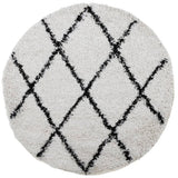 Vidaxl vloerkleed pamplona shaggy hoogpolig ø 80 cm crème en zwart - afbeelding 2
