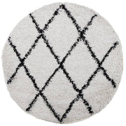 Vidaxl vloerkleed pamplona shaggy hoogpolig ø 160 cm crème en zwart - afbeelding 2