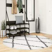 Vidaxl vloerkleed pamplona shaggy hoogpolig ø 160 cm crème en zwart - afbeelding 1