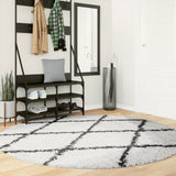 Vidaxl vloerkleed pamplona shaggy hoogpolig ø 200 cm crème en zwart - afbeelding 1