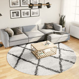 Vidaxl vloerkleed pamplona shaggy hoogpolig ø 240 cm crème en zwart - afbeelding 1
