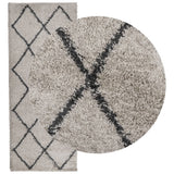 Vidaxl vloerkleed pamplona shaggy hoogpolig 80x200 cm beige antraciet - afbeelding 3