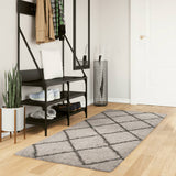 Vidaxl vloerkleed pamplona shaggy hoogpolig 80x200 cm beige antraciet - afbeelding 1