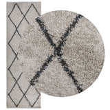 Vidaxl vloerkleed pamplona shaggy hoogpolig 80x250 cm beige antraciet - afbeelding 3