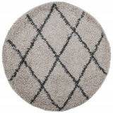 Vidaxl vloerkleed pamplona shaggy hoogpolig ø 100 cm beige antraciet - afbeelding 2