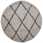 Vidaxl vloerkleed pamplona shaggy hoogpolig ø 100 cm beige antraciet - afbeelding 2