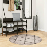 Vidaxl vloerkleed pamplona shaggy hoogpolig ø 100 cm beige antraciet - afbeelding 1
