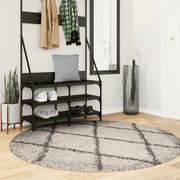 Vidaxl vloerkleed pamplona shaggy hoogpolig ø 160 cm beige antraciet - afbeelding 1