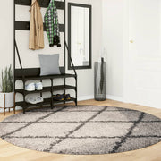Vidaxl vloerkleed pamplona shaggy hoogpolig ø 200 cm beige antraciet - afbeelding 1