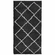 Vidaxl vloerkleed pamplona shaggy hoogpolig 80x150 cm zwart en crème - afbeelding 2