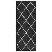 Vidaxl vloerkleed pamplona shaggy hoogpolig 80x200 cm zwart en crème - afbeelding 2