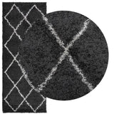 Vidaxl vloerkleed pamplona shaggy hoogpolig 80x200 cm zwart en crème - afbeelding 3