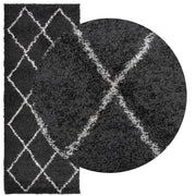 Vidaxl vloerkleed pamplona shaggy hoogpolig 80x200 cm zwart en crème - afbeelding 3