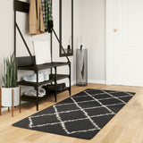 Vidaxl vloerkleed pamplona shaggy hoogpolig 80x200 cm zwart en crème - afbeelding 1