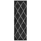 Vidaxl vloerkleed pamplona shaggy hoogpolig 80x250 cm zwart en crème - afbeelding 2