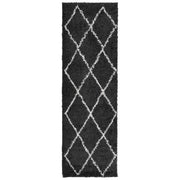 Vidaxl vloerkleed pamplona shaggy hoogpolig 80x250 cm zwart en crème - afbeelding 2