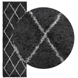 Vidaxl vloerkleed pamplona shaggy hoogpolig 80x250 cm zwart en crème - afbeelding 3
