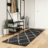 Vidaxl vloerkleed pamplona shaggy hoogpolig 80x250 cm zwart en crème - afbeelding 1