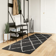 Vidaxl vloerkleed pamplona shaggy hoogpolig 80x250 cm zwart en crème - afbeelding 1