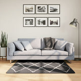 Vidaxl vloerkleed pamplona shaggy hoogpolig 120x120 cm zwart en crème - afbeelding 1