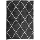 Vidaxl vloerkleed shaggy hoogpolig modern 120x170 cm zwart en crème - afbeelding 2