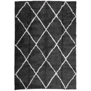 Vidaxl vloerkleed shaggy hoogpolig modern 120x170 cm zwart en crème - afbeelding 2