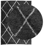 Vidaxl vloerkleed shaggy hoogpolig modern 120x170 cm zwart en crème - afbeelding 3