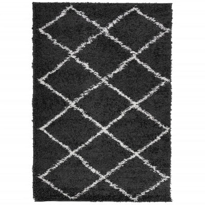 Vidaxl vloerkleed shaggy hoogpolig modern 140x200 cm zwart en crème