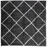 Vidaxl vloerkleed shaggy hoogpolig modern 160x160 cm zwart en crème - afbeelding 2