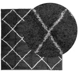 Vidaxl vloerkleed shaggy hoogpolig modern 160x160 cm zwart en crème - afbeelding 3