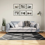 Vidaxl vloerkleed shaggy hoogpolig modern 160x160 cm zwart en crème - afbeelding 1