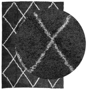 Vidaxl vloerkleed shaggy hoogpolig modern 200x280 cm zwart en crème - afbeelding 3