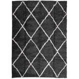 Vidaxl vloerkleed shaggy hoogpolig modern 240x340 cm zwart en crème - afbeelding 2