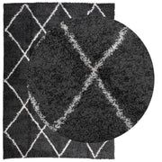 Vidaxl vloerkleed shaggy hoogpolig modern 240x340 cm zwart en crème - afbeelding 3