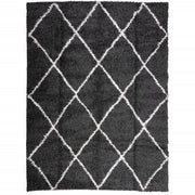 Vidaxl vloerkleed shaggy hoogpolig modern 300x400 cm zwart en crème - afbeelding 2