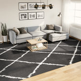 Vidaxl vloerkleed shaggy hoogpolig modern 300x400 cm zwart en crème - afbeelding 1