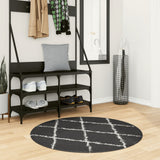 Vidaxl vloerkleed pamplona shaggy hoogpolig ø 100 cm zwart en crème - afbeelding 1