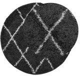 Vidaxl vloerkleed pamplona shaggy hoogpolig ø 120 cm zwart en crème - afbeelding 3