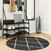 Vidaxl vloerkleed pamplona shaggy hoogpolig ø 120 cm zwart en crème - afbeelding 1