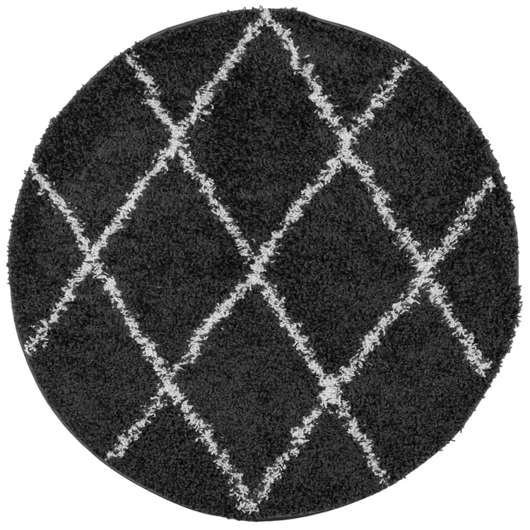 Vidaxl vloerkleed pamplona shaggy hoogpolig ø 160 cm zwart en crème