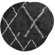 Vidaxl vloerkleed pamplona shaggy hoogpolig ø 160 cm zwart en crème - afbeelding 3