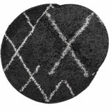 Vidaxl vloerkleed pamplona shaggy hoogpolig ø 240 cm zwart en crème - afbeelding 3
